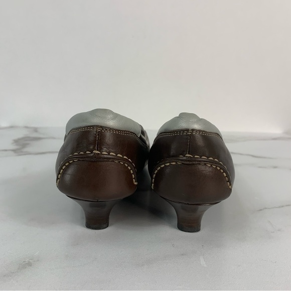 PRADA Brown Leather Retro Y2K Designer Loafer Kitten Heels Pumps 38.5 - Picture 8 of 16